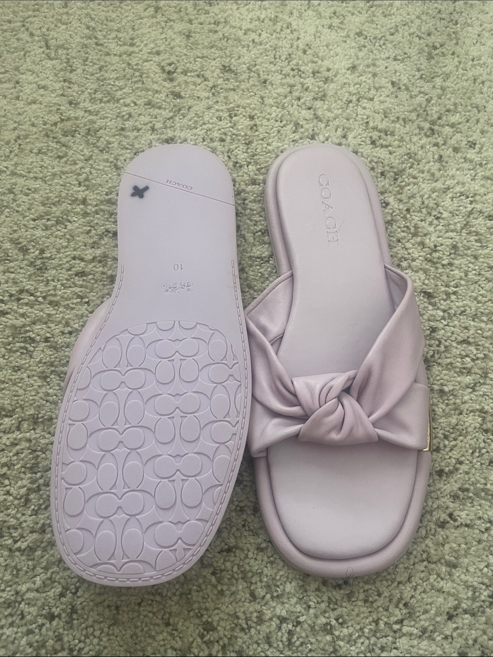 Coach Lavender Knot Leather Slide Sandals - Picture 7 of 16